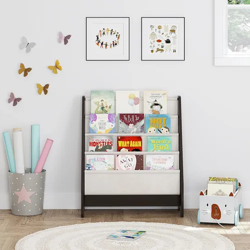 Vista 3 de UTEX Estantería para niños con bandeja para revistas y organizador, organizador de libros (Espresso)