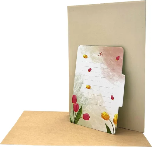 Vista 7 de Tarjeta de felicitación emergente con flores florecientes, furgonetas de aventura, vehículo floral, amante de la naturaleza, tema clásico