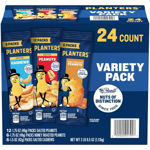 Vista 11 de Planters Paquete variado de anacardos y cacahuetes de frutos secos (36 unidades, 61.49 onzas en total) Cacahuetes salados, cacahuetes tostados