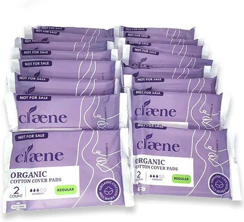Vista 10 de Claene Almohadillas de algodón orgánico, sin crueldad, almohadillas menstruales para mujer, sin perfume, transpirables, veganas, servilletas
