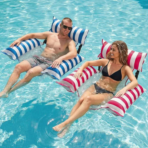 Vista 9 de Jasonwell Flotadores inflables para piscina para adultos – Flotadores de tela para piscina, silla flotante para lago, playa, tumbona flotante