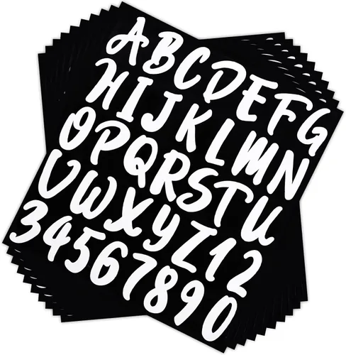 Vista 8 de Calcomanías de letras de vinilo con números de buzón, 10 hojas, letras autoadhesivas para dirección de buzón, hogar, negocios, cocina, recipientes