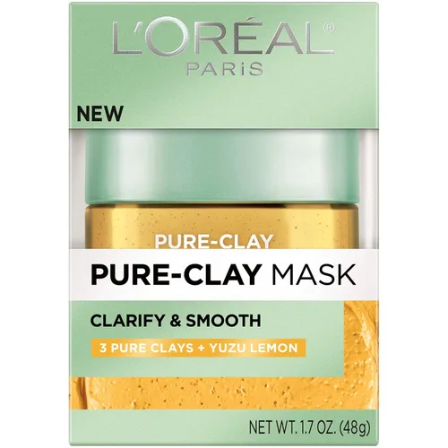 Vista 2 de L'Oreal Paris Skincare - Mascarilla de arcilla pura con limón Yuzu para piel áspera para aclarar y suavizar, máscara de arcilla, máscara facial