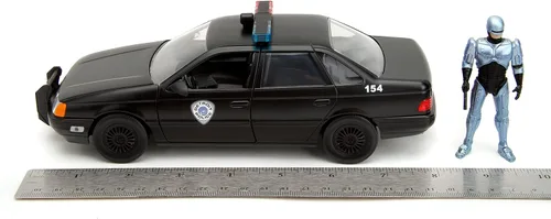 Vista 8 de Jada Robocop 35 aniversario 1:24 OCP Ford Taurus - Coche fundido a presión y figura de Robocop de 2.75 pulgadas, juguetes para niños y adultos
