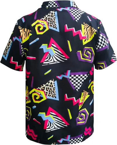 Vista 3 de Camisas para hombre de los años 80, camisas con botones de los años 90, camisas de playa hawaianas vintage, camisas de discoteca de los años 80 y 90