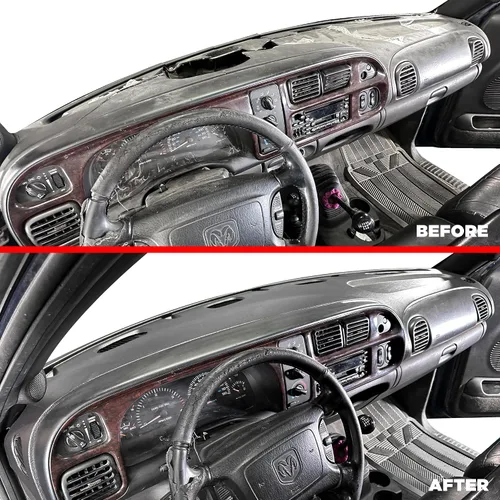 Vista 8 de DASHSKIN Tapa moldeada para salpicadero compatible con Dodge Ram 1500 1998 1999 2000 2001 (98-02 Ram 2500 y 3500) en negro universal, fabricado