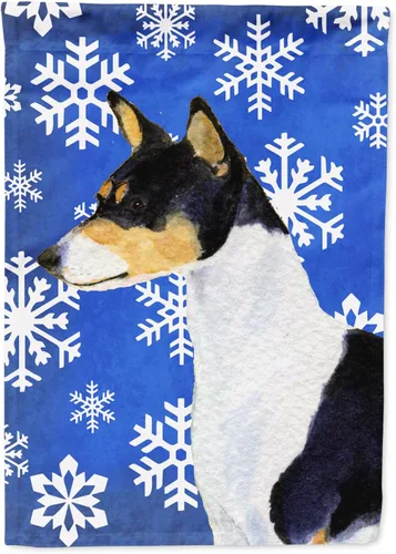 Vista 230 de Caroline's Treasures SC9374GF Bulldog English Snow flakes Holiday Garden Flag Buzón Bandera decorativa para patio exterior, patio, obras de arte