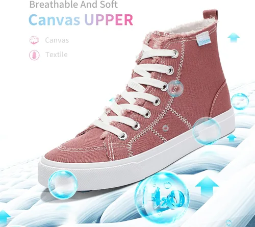 Vista 10 de Obtaom Zapatos de lona de alta calidad para mujer/hombre para jugar a media pantorrilla, zapatillas de deporte de moda casuales con cordones de alta