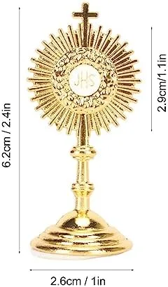 Vista 9 de Pssopp Decoración de mesa católica, material de aleación, forma de sol, exquisita artesanía, estatua de comunión cristiana, adorno para decoración