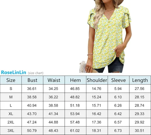 Vista 5 de Camisetas sin mangas para mujer y camisetas florales de verano de manga corta