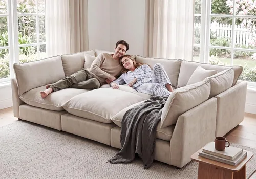 Vista 52 de Iroomy Oversized Modular Sectional Sofa, Chenille Cloud Couch, Deep Comfy Seat, 4-Seater Sofas, Couches, Living Room, Beige