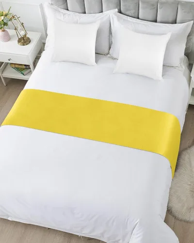 Vista 5 de Minimalis - Bufanda amarilla para cama individual, manta de lujo para cama individual, matrimonial, Queen, King, para dormitorio, hotel, boda