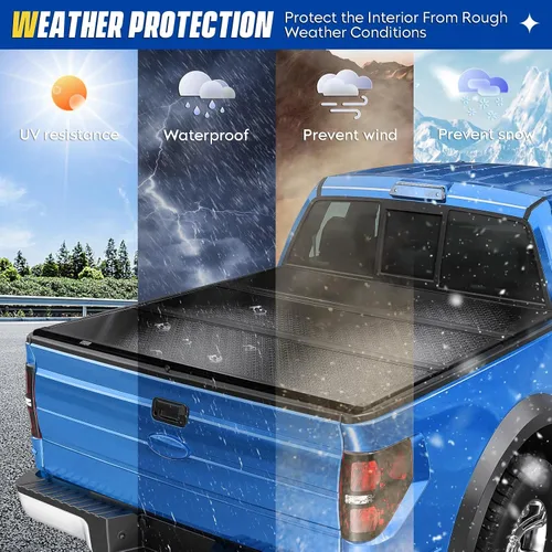 Vista 6 de Cubierta rígida de tres pliegues para caja de camioneta Ford F-150 2015-2025, F-150 Lightning 2022-2025, caja de 5.6 pies y 67.2 pulgadas