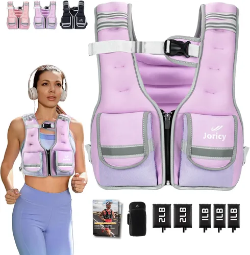 Vista 8 de Chaleco con peso ajustable para mujer, 5-12 libras, 9-16 libras, 17-24 libras, 23-30 libras, chaleco de peso con rayas reflectantes, chaleco