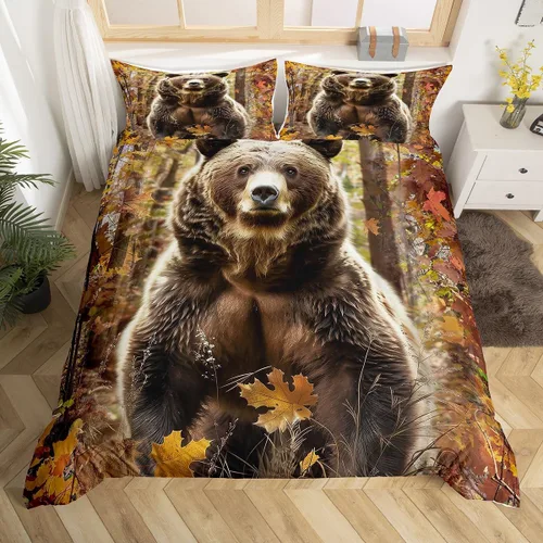 Vista 15 de Funda de edredón de ciervos de alce, juego de ropa de cama de animales del bosque, decoración rústica de granja, funda de edredón individual
