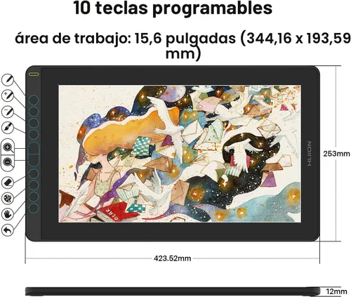 Vista 5 de HUION KAMVAS 16 (2021) Tableta de dibujo de 15.6" con pantalla Negro