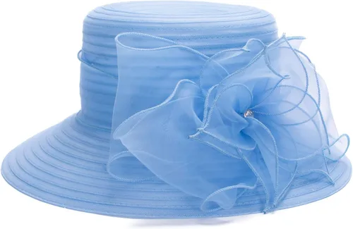 Vista 2 de A323 - Sombrero de sol elegante para iglesia de ala ancha floral para mujer