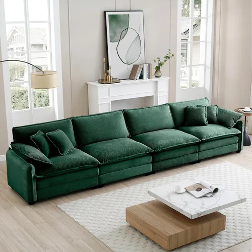 Vista 105 de Sofá Loveseat Grande en Beige y Blanco de 194.8 cm, Sofás Seccionales de 2 Plazas Grandes para Sala de Estar, Sofá Seccional Modular de Tela