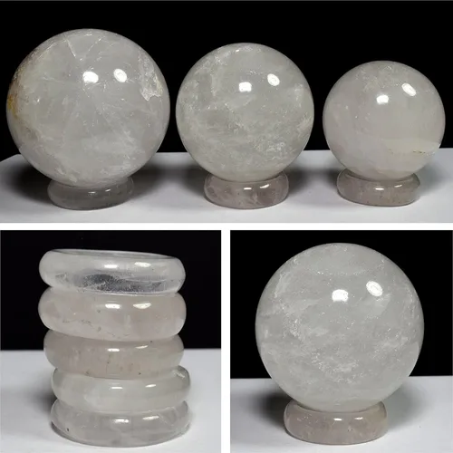 Vista 5 de HQRP Soporte de cuarzo transparente de 1.575 in para esferas/huevos piedra de preocupación pulida piedra preciosa natural cristal mineral meditación
