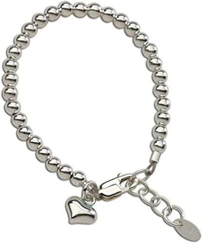 Vista 8 de Cherished Moments Pulseras apilables de plata de ley con dije de corazón para bebés, bebés, niños pequeños y niñas pequeñas Adulto (7.1 in- 7.5 in)