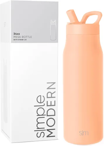Vista 10 de Simple Modern Botella de agua con tapa de pajilla Termo de acero inoxidable aislado Botellas de agua reutilizables para viajes para gimnasio