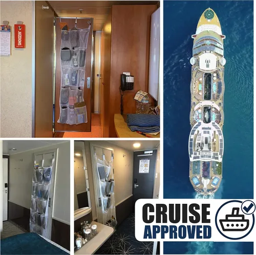 Vista 2 de Cruise On Organizador grande de malla sobre la puerta, almacenamiento colgante de 15 bolsillos para crucero y hogar (24 x 60 pulgadas), esencial