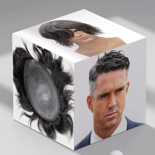 Vista 9 de toupee tupé para hombres 0.002 in ultra suave, transparente, piel fina, toda línea capilar natural con bucle en V para hombre, pelucas de sistemas