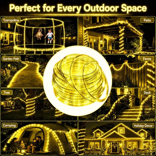 Vista 7 de LairtPOW Cuerda de luz solar impermeable IP65 de 39 pies, 100 luces LED para exteriores, luces solares para exteriores, para fiestas, jardín, patio