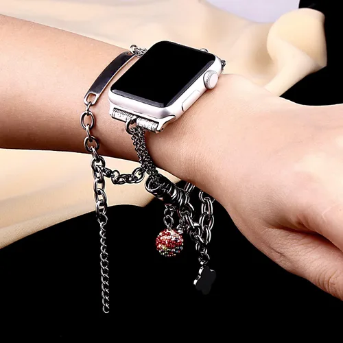 Vista 3 de Correas brillantes compatibles con Apple Watch Band de 1.496 pulgadas, 1.575 pulgadas, 1.614 pulgadas, 1.654 pulgadas, 1.732 pulgadas, 1.772
