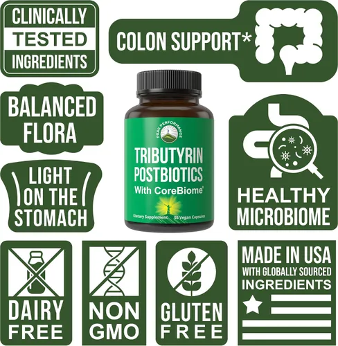 Vista 8 de Suplemento postbiótico de tributirina CoreBiome clínicamente probado para la salud intestinal. Más eficaz que las cápsulas de butirato de sodio.