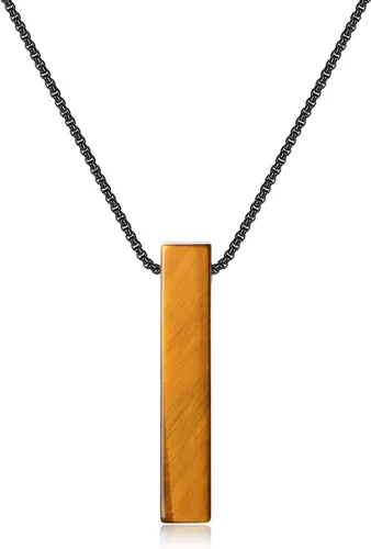 Vista 6 de COAI Collar de cristal para hombres y mujeres, colgante de barra simple, sodalita/ojo de tigre/obsidiana negra