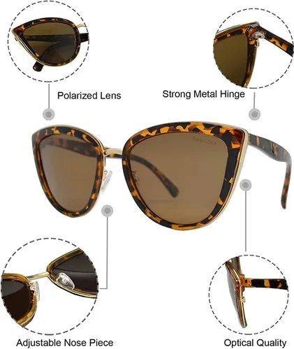 Vista 5 de Gafas de sol polarizadas con diseño de ojo de gato para mujer, protección UV