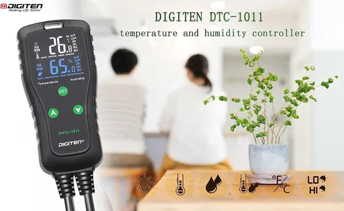 Vista 4 de Controlador de temperatura y humedad - Termostato enchufable y humidistato para reptiles e invernaderos - Controlador electrónico precableado