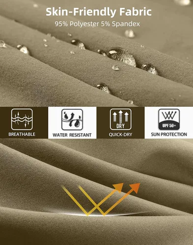 Vista 5 de Pudolla Pantalones cortos de senderismo para hombre, pantalones cortos de verano para viajes al aire libre para hombres con bolsillos con cremallera