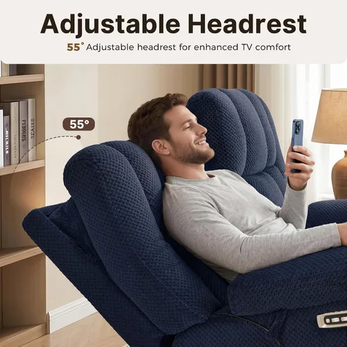Vista 7 de MCombo 64.6" Oversized Reclining Loveseat with Heat and Massage, Zero Gravity Recliner Loveseat Sofa with Adjustable Headrest and Dual USB Charging