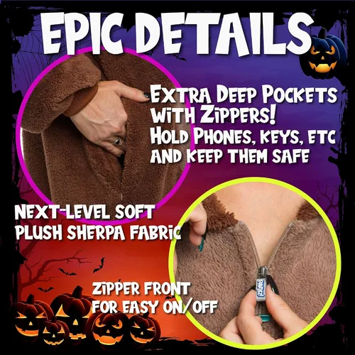 Vista 7 de Funziez! Disfraz de oso sherpa para adultos, disfraz de Halloween de animales, traje de cosplay de una pieza para adultos, mujeres y hombres