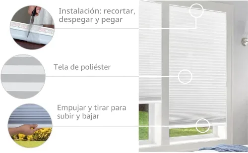 Vista 2 de Redi ShadeEasy Lift-At-Home Light Light Pleated Pleated Shade (se adapta a Windows 19 "-30"), 30 pulgadas x 64 pulgadas, natural