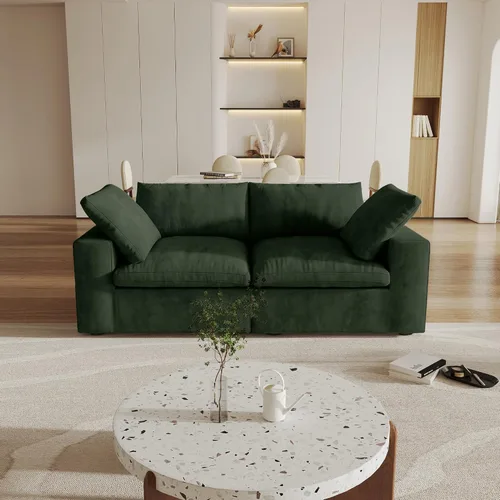 Vista 11 de Cloud - Sofá modular convertible de 80.3 pulgadas en forma de L para sala de estar con otomana de almacenamiento, sofás profundos minimalistas, Negro