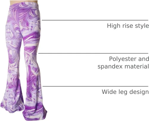 Vista 76 de ShopMyTrend - Pantalones de yoga largos con piernas anchas y acampanadas estilo palazzo, con cintura alta, para mujer
