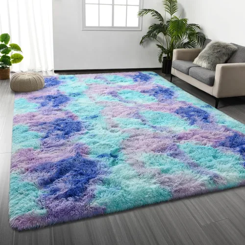 Vista 19 de Deerhoo Alfombra de Área Shag, 4 X 6 Alfombras de Felpa Suaves para Sala de Estar, Alfombra Ultra Suave Esponjosa y Peluda para Dormitorio, Alfombra