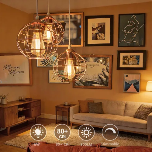 Vista 6 de Bombillas LED Edison regulables de 40 W, bombillas vintage con base E26, bombillas Edison de filamento cálido de 2700 K para candelabros, colgantes