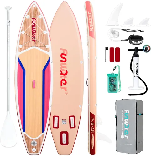 Vista 18 de FunWater Tabla de remo inflable de 11 pies y 10 pies 6 pulgadas con accesorios de tabla de remo de SUP de alta calidad, cubierta de EVA