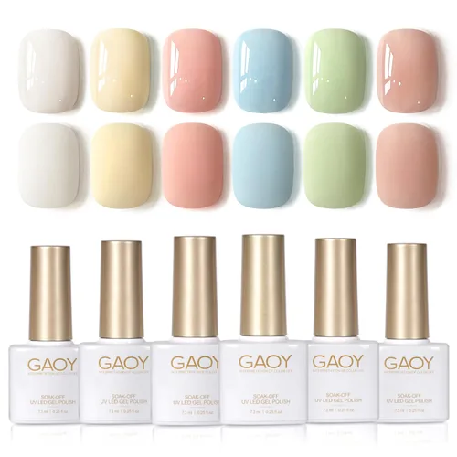 Vista 24 de GAOY - Juego de 6 esmaltes de uñas en gel de color rojo borgoña, incluido el kit de esmaltes en gel de color rojo vino cereza oscuro con luz