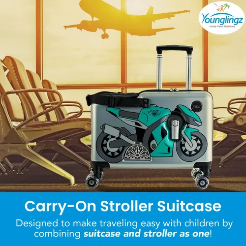 Vista 2 de Younglingz LIL FLYER GO 21" - Maleta de mano para niños, Motocicleta verde V2