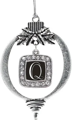 Vista 161 de Inspired Silver - Adorno con dije de reina de rodillo - Adornos navideños cuadrados de plata con joyas de circonita cúbica
