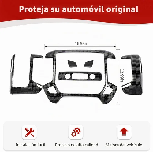 Vista 6 de RT-TCZ para Panel de Tablero de Silverado Cubierta de Embellecedor de Moldura de Fibra de Carbono para GMC Sierra Chevy Silverado 2014-2017 Negro