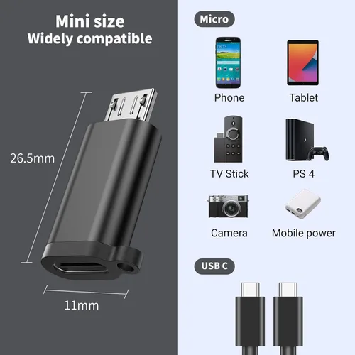 Vista 7 de Paquete de 2 mini adaptadores USB y 3 adaptadores micro USB, conector compatible con carga y sincronización de datos para receptor GPS/cámara