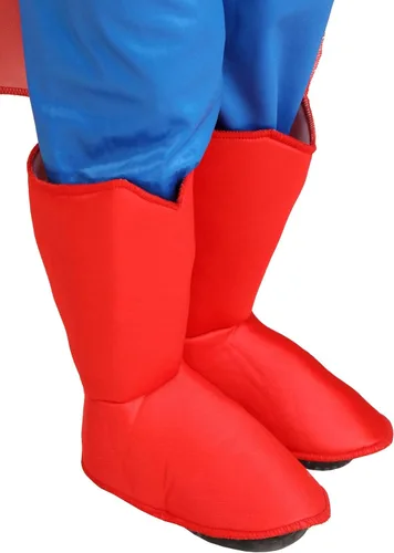 Vista 3 de Disfraz clásico de Superman de DC Comics para niño con capa, overol, fundas para botas, calzoncillos y cinturón, con licencia