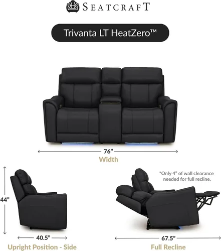 Vista 9 de Seatcraft Trivanta Home Theater Seating Black Sofa and Loveseat