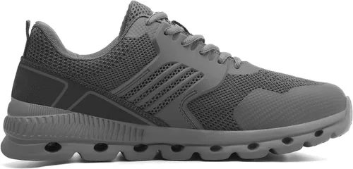 Vista 7 de Zapatos deportivos con punta de acero para hombres y mujeres, ligeros, con amortiguación de aire, zapatos de seguridad transpirables con puntera